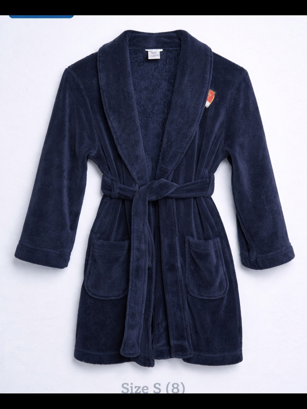 Plush Navy Blue Shawl Collar Robe